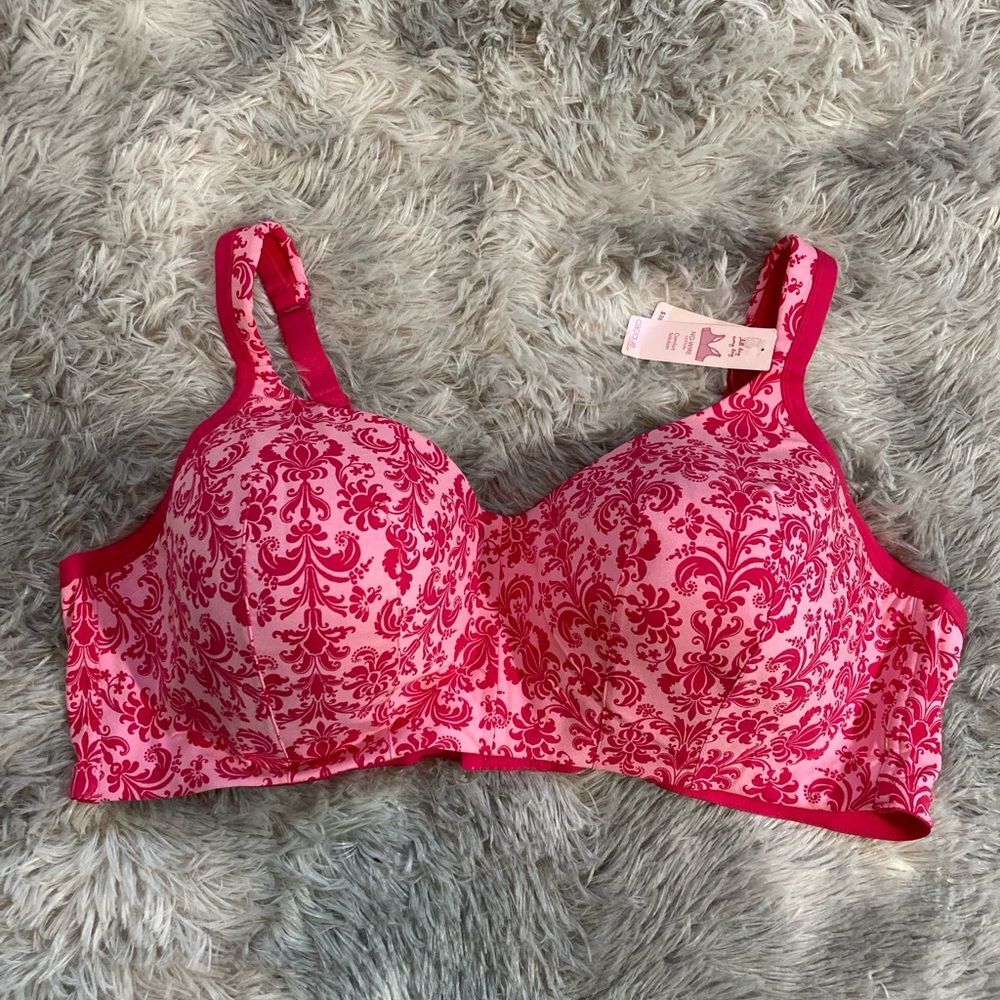 NWT Cacique Pink Baroque Cotton No Wire Bra size 50C